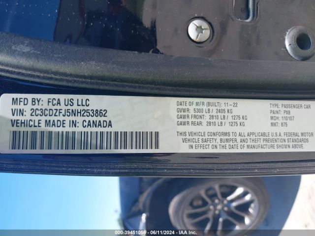 2C3CDZFJ5NH253862 Dodge Challenger R/t Scat Pack