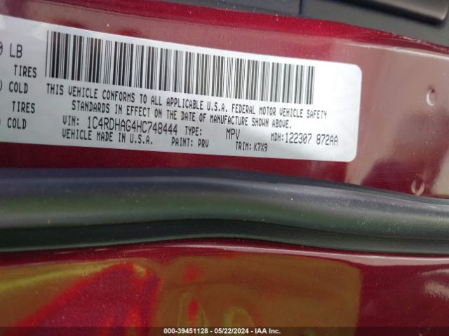1C4RDHAG4HC748444 Dodge Durango Sxt Rwd