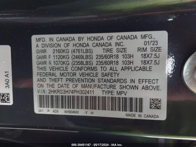 Honda Cr-v Ex-l 2wd 2023 2HKRS3H74PH302411 Image 9