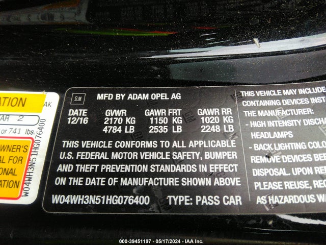 Buick Cascada Premium 2017 W04WH3N51HG076400 Image 9