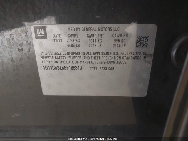 Chevrolet MALIBU 1LT 2014 1G11C5SL5EF185319 Image 9