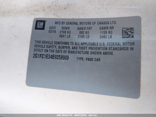 Chevrolet Camaro 2lt 2014 2G1FC1E34E9258909 Image 9