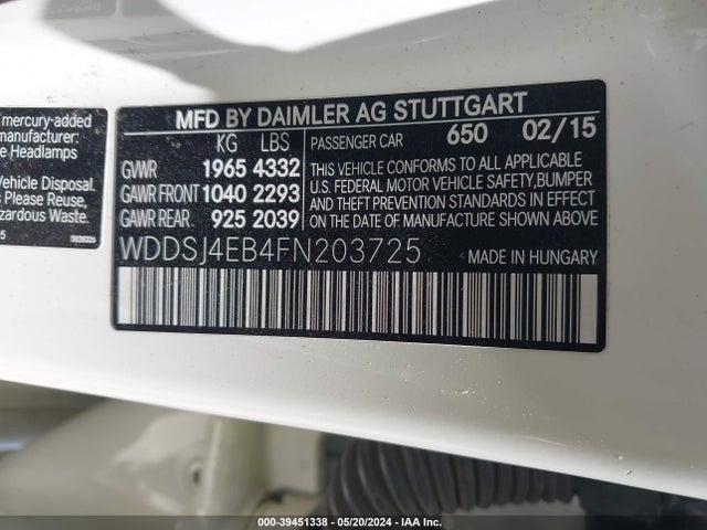 Mercedes-Benz CLA 250 2015 WDDSJ4EB4FN203725 Image 9