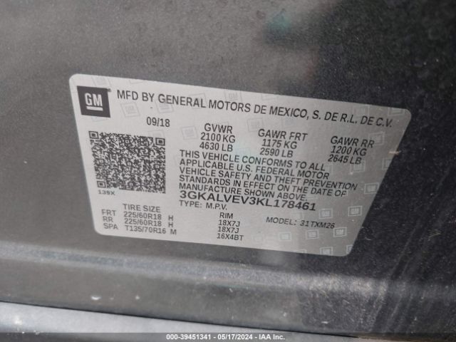 3GKALVEV3KL178461 GMC Terrain Slt