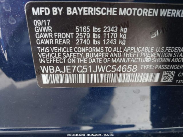 WBAJE7C51JWC54658 BMW 540i Xdrive