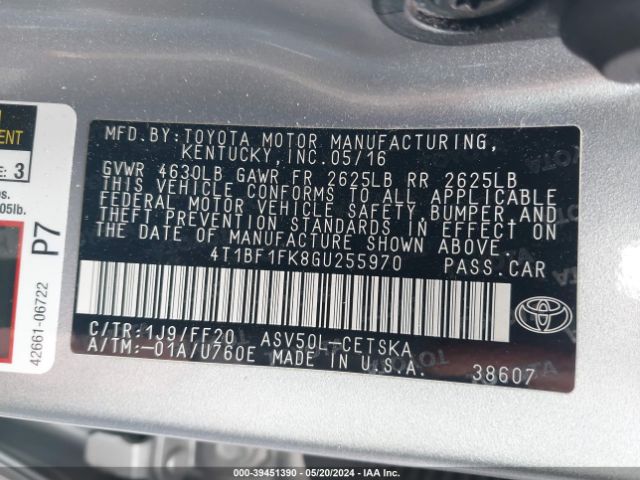 4T1BF1FK8GU255970 Toyota CAMRY SE
