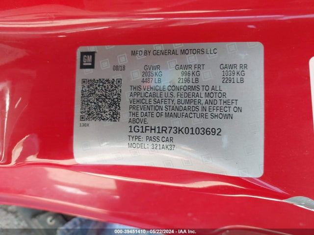 Chevrolet CAMARO 2SS 2019 1G1FH1R73K0103692 Image 9