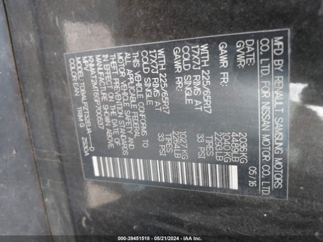 KNMAT2MT6GP700537 Nissan Rogue S/sl/sv