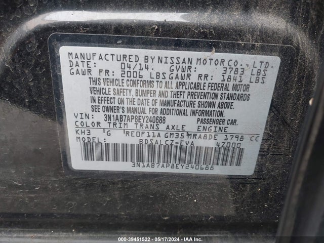 Nissan SENTRA S 2014 3N1AB7AP8EY240688 Image 9