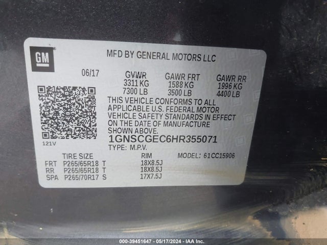 Chevrolet Suburban Ls 2017 1GNSCGEC6HR355071 Image 9