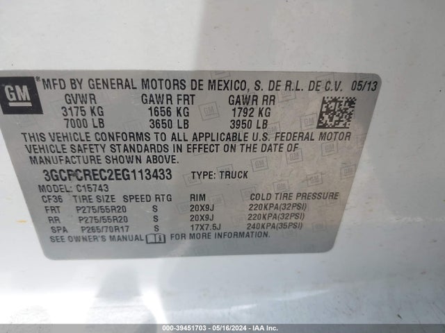 Chevrolet Silverado 1500 1lt 2014 3GCPCREC2EG113433 Image 9