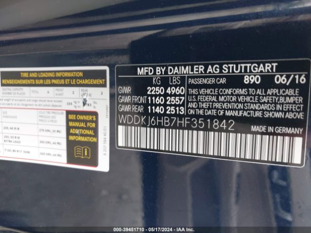 WDDKJ6HB7HF351842 Mercedes-Benz E 400 4matic