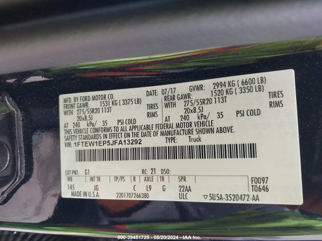 Ford F-150 Xl 2018 1FTEW1EP5JFA13292 Image 9