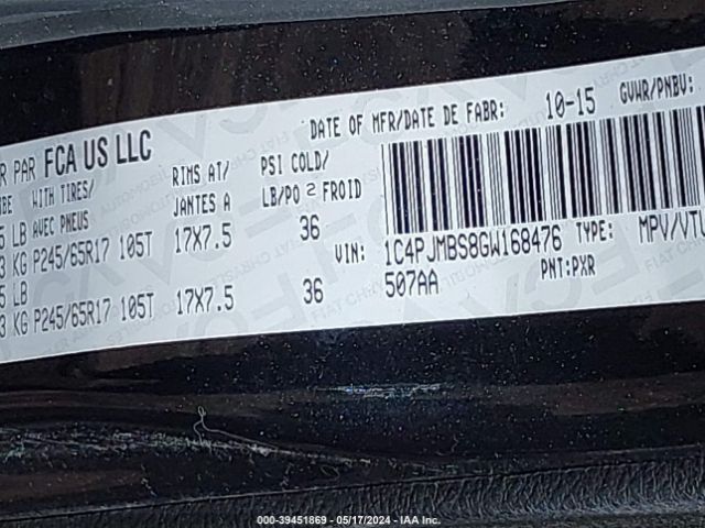 1C4PJMBS8GW168476 Jeep Cherokee Trailhawk