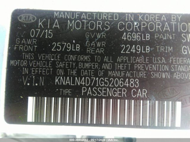 KNALN4D71G5206483 KIA Cadenza Premium