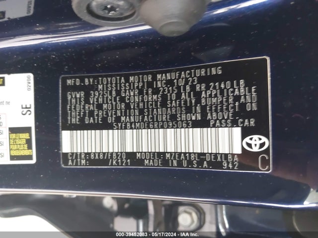 Toyota COROLLA LE 2024 5YFB4MDE6RP095063 Image 9