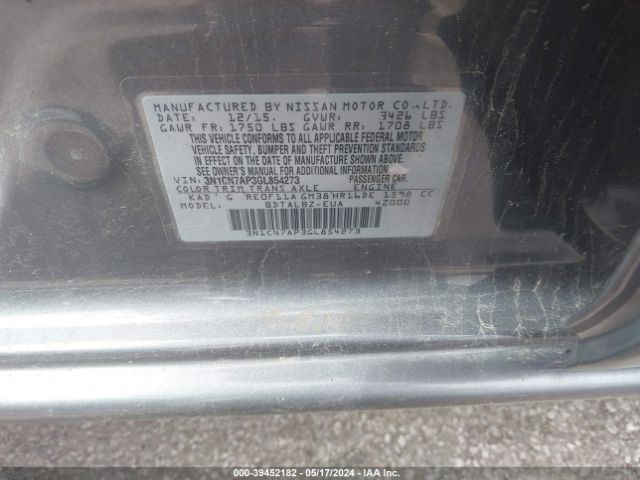 3N1CN7AP3GL854273 Nissan Versa 1.6 S/1.6 S+/1.6 Sl/1.6 Sv