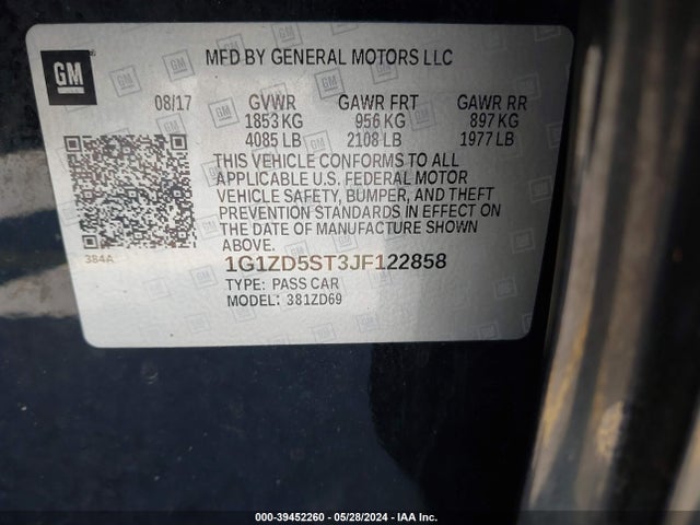 Chevrolet MALIBU LT 2018 1G1ZD5ST3JF122858 Image 9