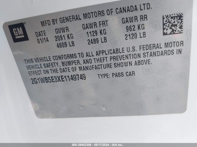 Chevrolet Impala Limited Lt 2014 2G1WB5E3XE1149749 Image 9