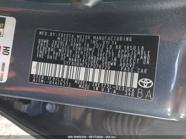 Toyota Corolla S Premium 2014 5YFBURHE7EP076720 Image 9