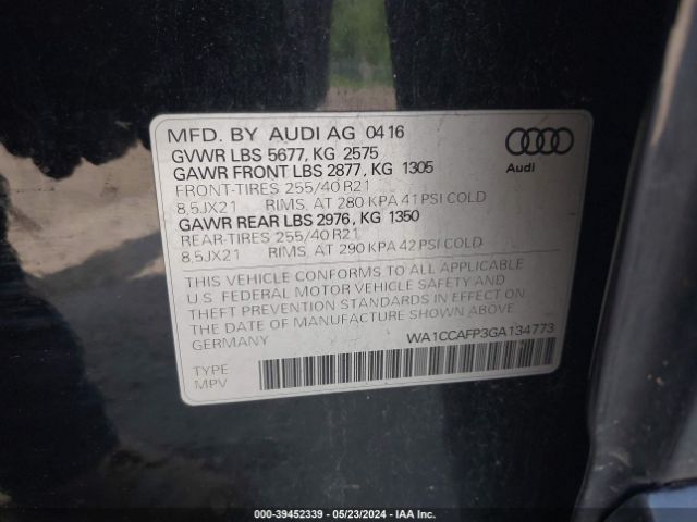 WA1CCAFP3GA134773 Audi Sq5 3.0t Premium Plus