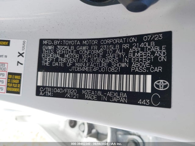 Toyota COROLLA LE 2023 JTDB4MEE4PJ010821 Image 9