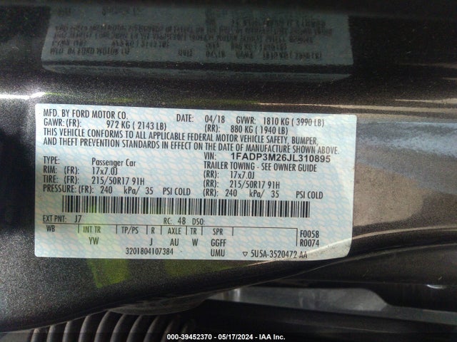 Ford FOCUS SEL 2018 1FADP3M26JL310895 Image 9