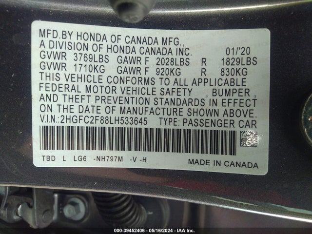 Honda Civic Sport 2020 2HGFC2F88LH533645 Image 9
