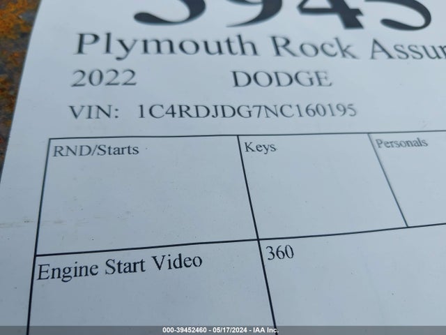 Dodge Durango Gt Plus Awd 2022 1C4RDJDG7NC160195 Image 9