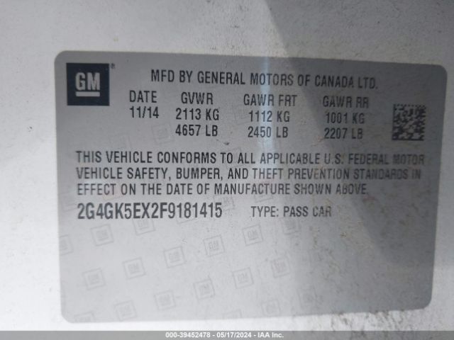 2G4GK5EX2F9181415 Buick Regal Turbo