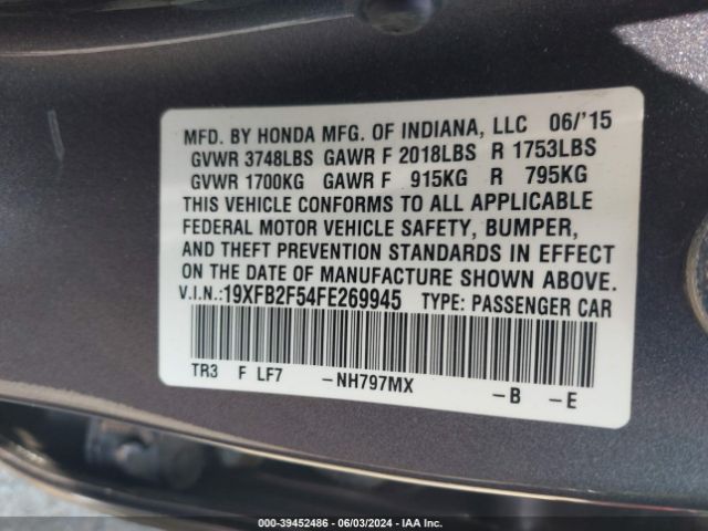 19XFB2F54FE269945 Honda Civic Lx