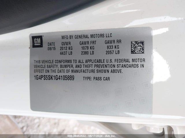1G4PS5SK1G4105889 Buick Verano Leather Group