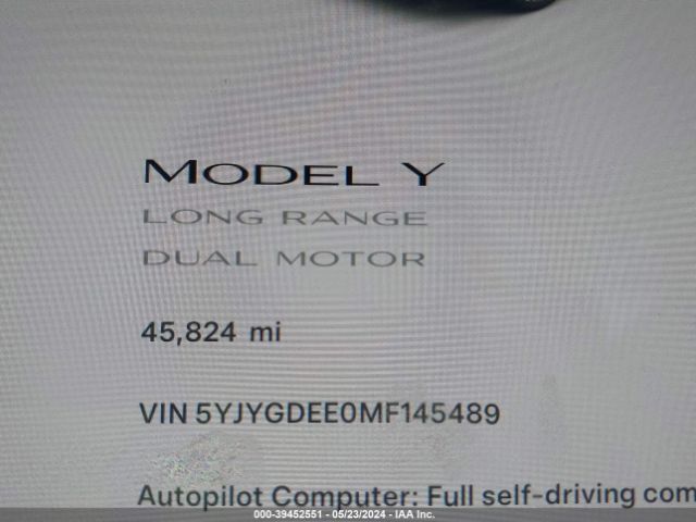 2021 TESLA MODEL Y 5YJYGDEE0MF145489 Photo 6