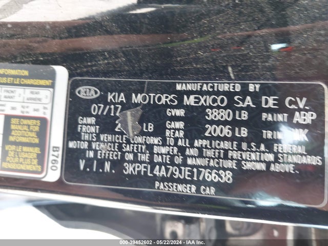 KIA FORTE LX 2018 3KPFL4A79JE176638 Image 9