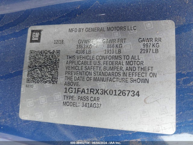 Chevrolet Camaro 1ls 2019 1G1FA1RX3K0126734 Image 9