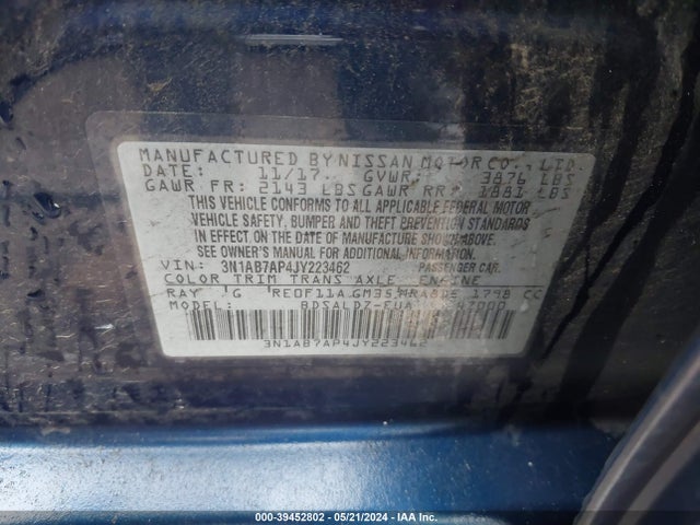 Nissan SENTRA SV 2018 3N1AB7AP4JY223462 Image 9