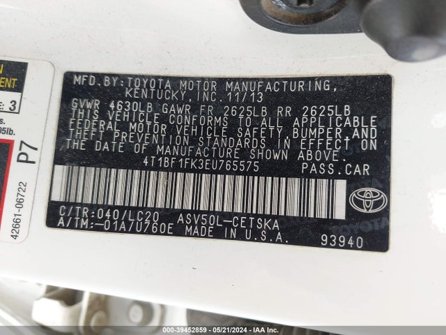 Toyota CAMRY SE 2014 4T1BF1FK3EU765575 Image 9