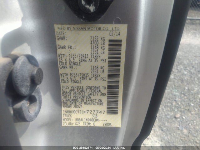 Nissan FRONTIER S 2014 1N6BD0CT2EN727747 Image 9