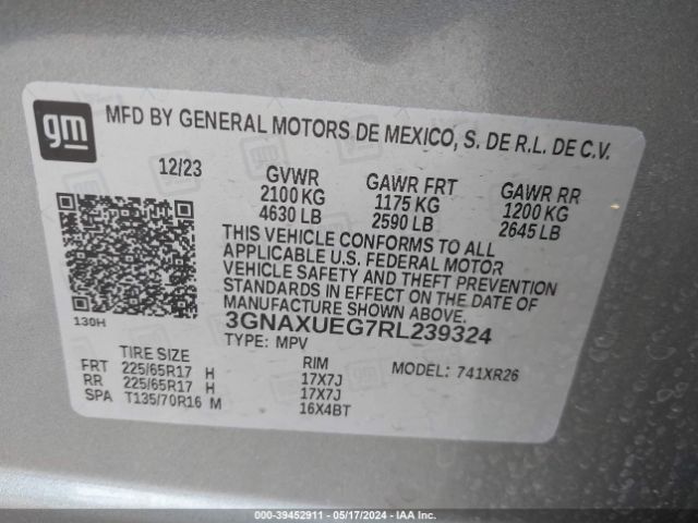 3GNAXUEG7RL239324 Chevrolet Equinox Awd Lt