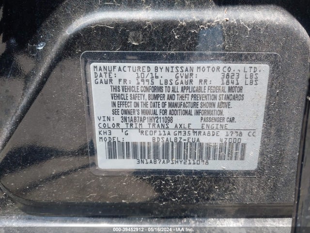 Nissan SENTRA S 2017 3N1AB7AP1HY211098 Image 9