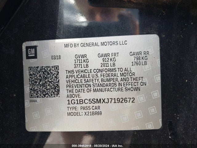 Chevrolet Cruze Ls Auto 2018 1G1BC5SMXJ7192672 Image 9