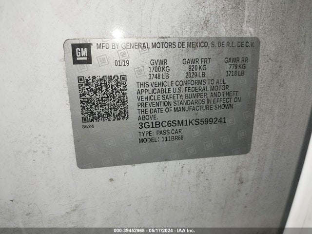 Chevrolet CRUZE LS 2019 3G1BC6SM1KS599241 Image 9
