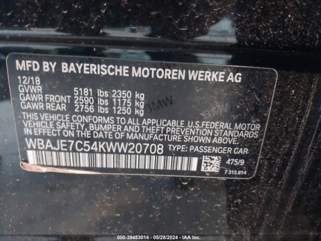 WBAJE7C54KWW20708 BMW 540i Xdrive
