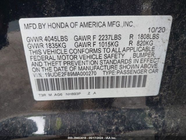 19UDE2F89MA000270 Acura Ilx Premium   A-spec Packages/technology   A-spec Packages