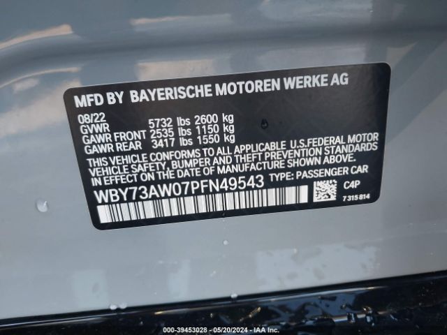 WBY73AW07PFN49543 BMW I4 Edrive40