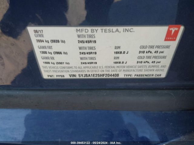 5YJSA1E25HF204408 Tesla Model S 100d/60d/75d/90d/p100d