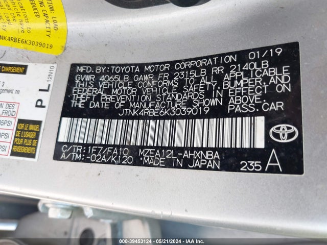 Toyota COROLLA SE 2019 JTNK4RBE6K3039019 Image 9