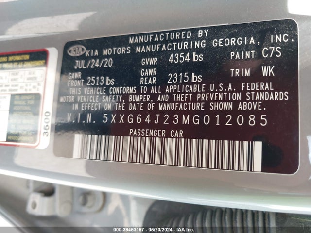 KIA K5 Gt-line 2021 5XXG64J23MG012085 Image 9