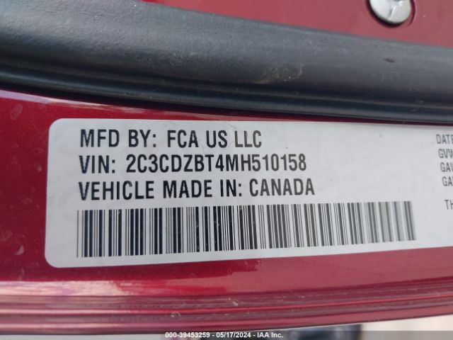 2C3CDZBT4MH510158 Dodge Challenger R/t