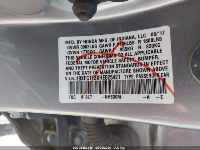 19XFC1F3XHE025421 Honda Civic Ex-t